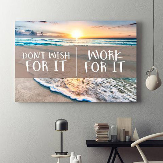 Don't Wish For It Work For It Framed Canvas Wall Art - Royal Crown Pro