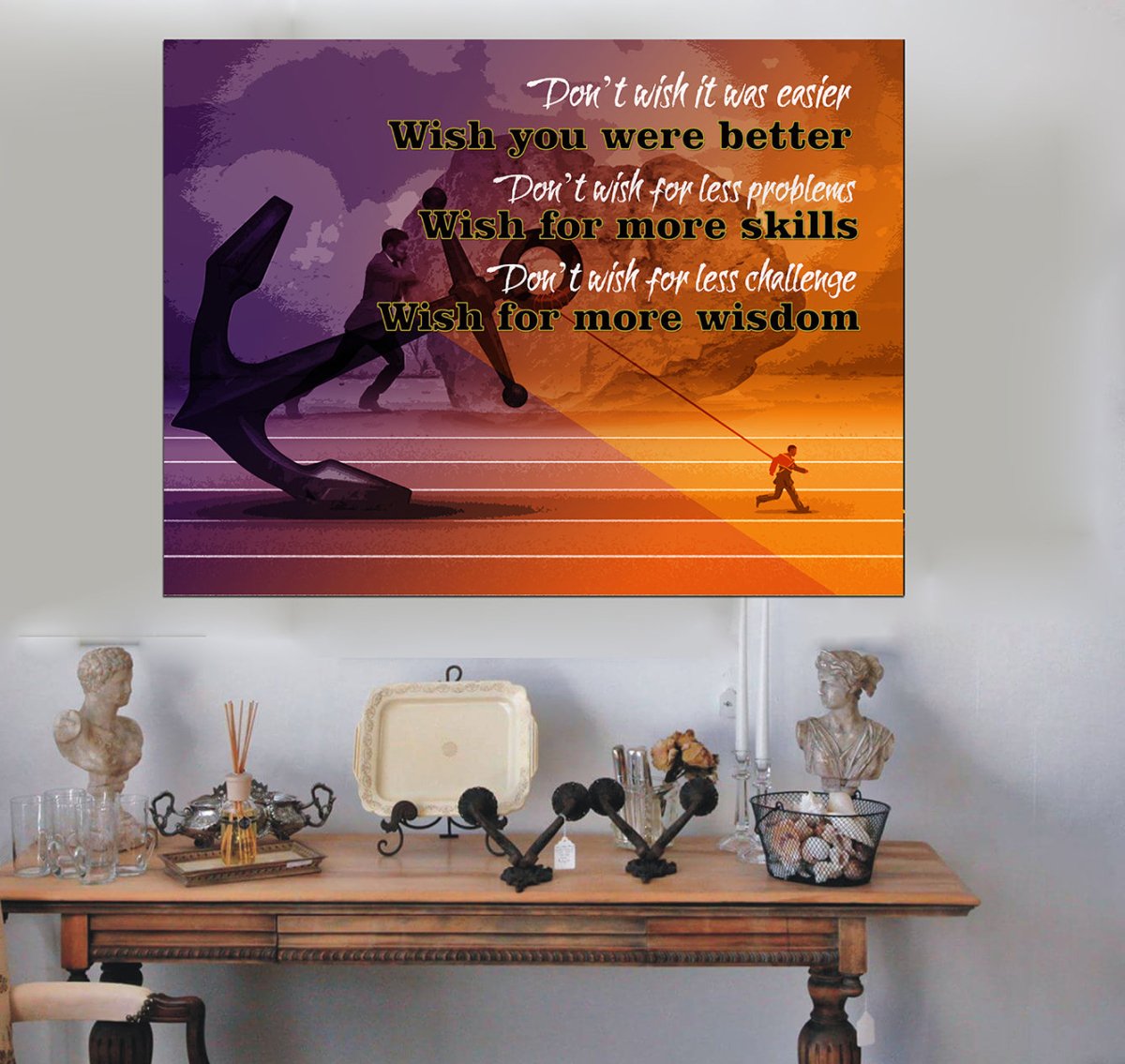 Don't Wish It Was Easier Wish You Were Better Framed Canvas Wall Art Motivational Wall Decor - Royal Crown Pro
