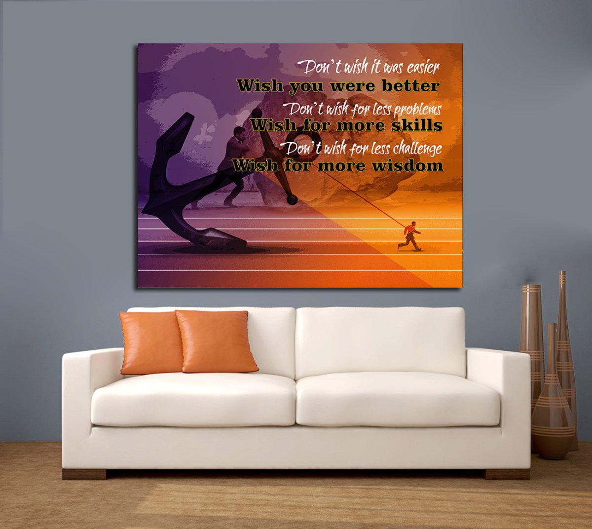 Don't Wish It Was Easier Wish You Were Better Framed Canvas Wall Art Motivational Wall Decor - Royal Crown Pro