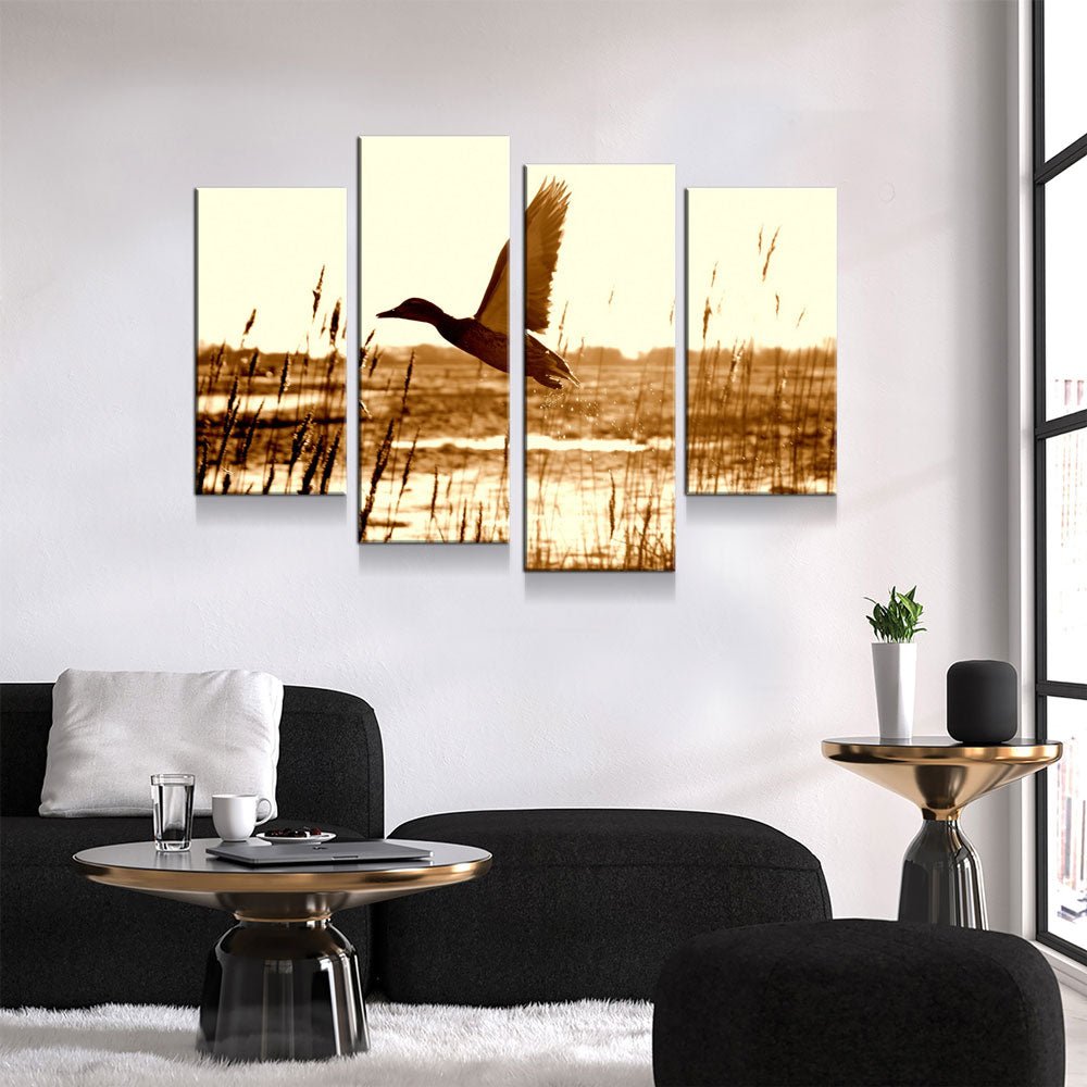 Duck Hunting 4-Piece Wall Art Canvas, Duck Hunting Decor - Royal Crown Pro