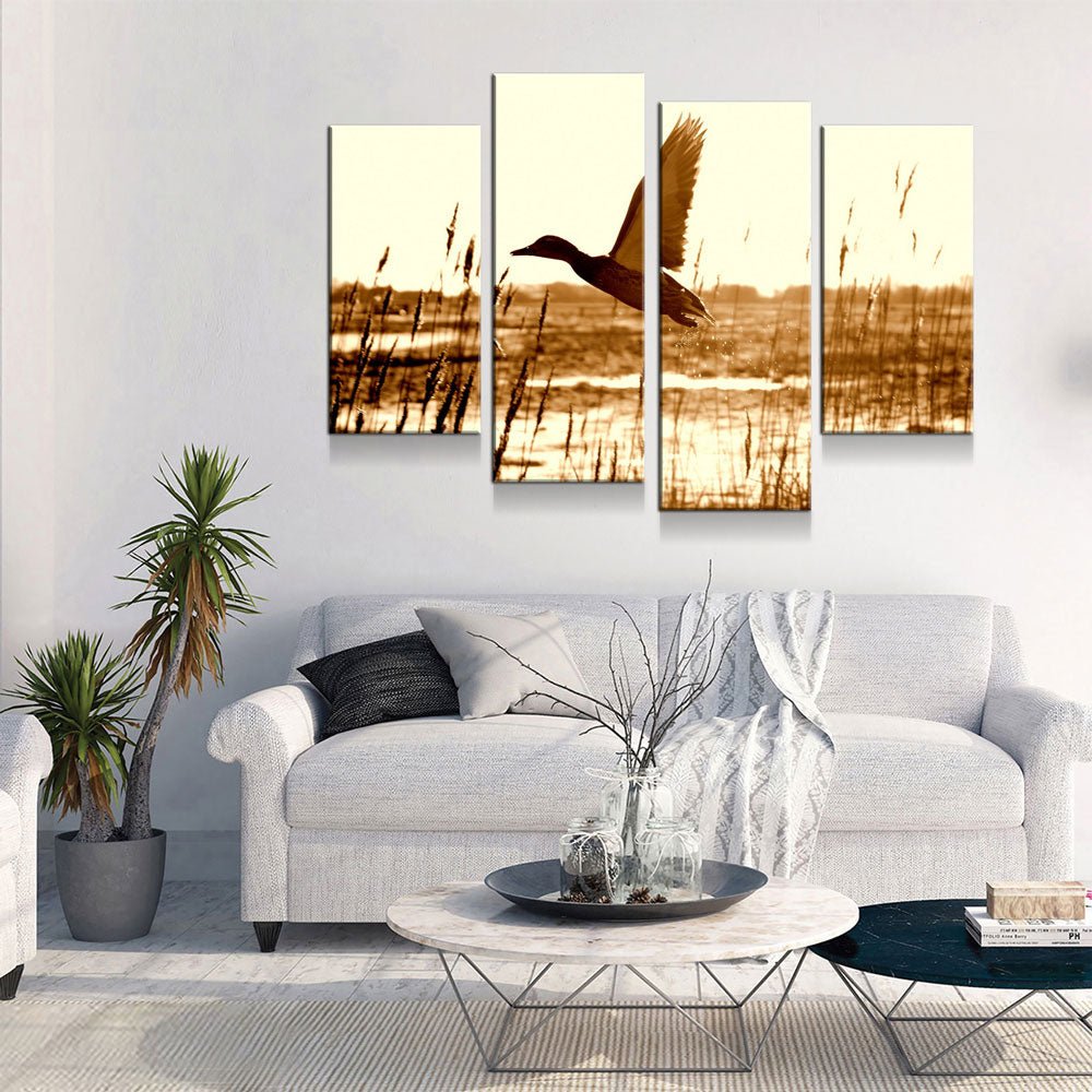 Duck Hunting 4-Piece Wall Art Canvas, Duck Hunting Decor - Royal Crown Pro