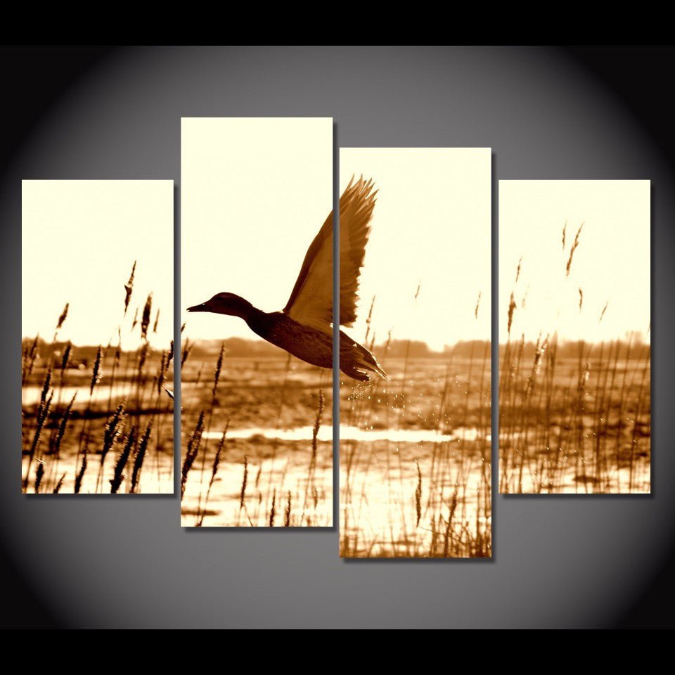 Duck Hunting 4-Piece Wall Art Canvas, Duck Hunting Decor - Royal Crown Pro