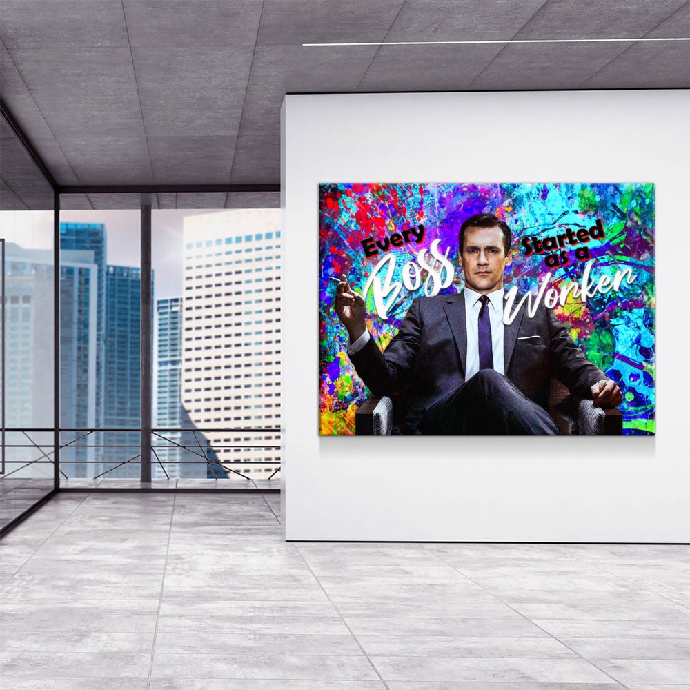 Every Boss Started As A Worker Canvas Wall Art, Mad Men Don Draper Quote, Motivational Decor - Royal Crown Pro