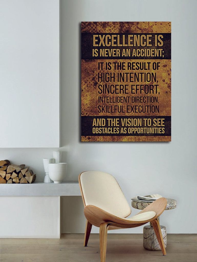 Excellence Is Never An Accident Canvas Wall Art, Motivational Wall Decor - Royal Crown Pro