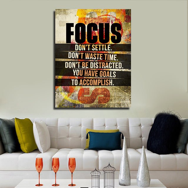 Focus Don't Settle You Have Goals To Accomplish Canvas Wall Art - Royal Crown Pro