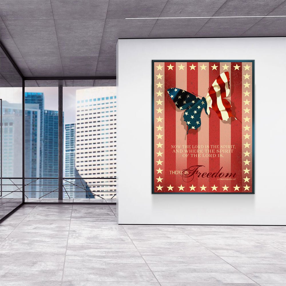 Freedom Wings Canvas Wall Art, 2 Corinthians 3:17 Verse, Patriotic Decor - Royal Crown Pro