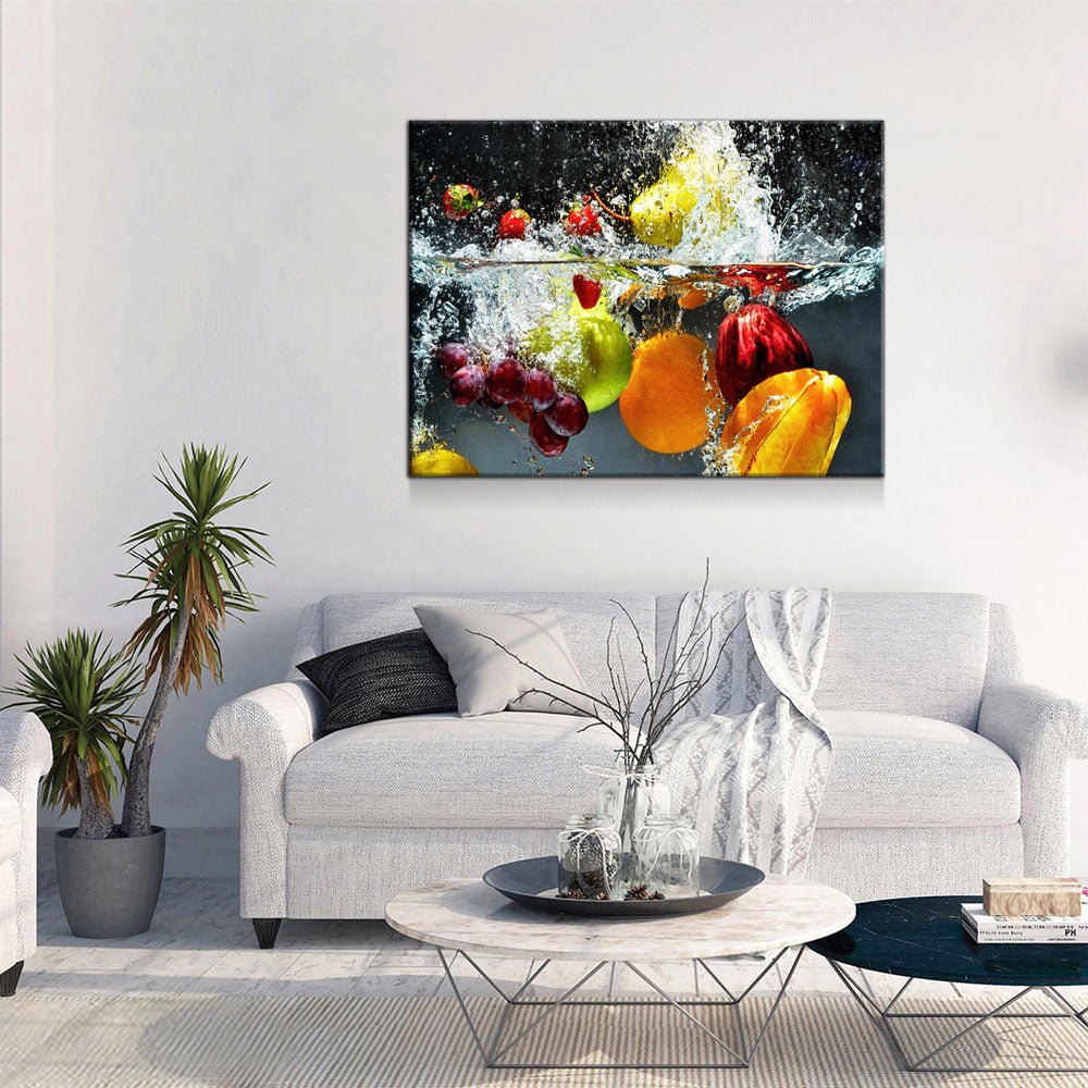Fruit Splash Canvas Wall Art, Cooking Decor, Kitchen Wall Art, Fruit Decor - Royal Crown Pro