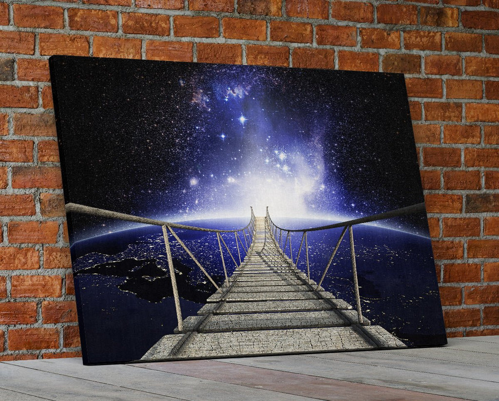 Galaxy Walk In Space Canvas Wall Art Space Galaxy Bridge - Royal Crown Pro
