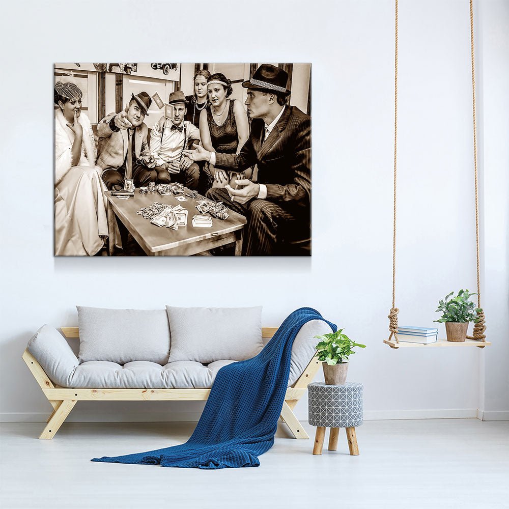 Gangsters Canvas Wall Art, Gangster Decor, Man Cave Art - Royal Crown Pro