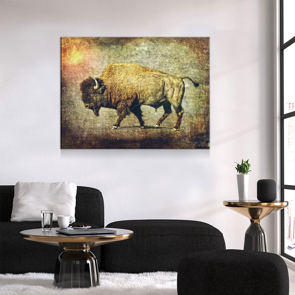 Great Buffalo Canvas Wall Art, Ranch Art, Ranch Style Home Decor, Buffalo Decor - Royal Crown Pro