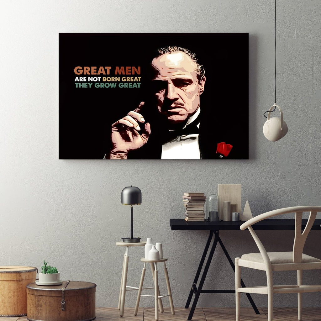 Great Men Are Not Born Great Godfather Quote Framed Canvas Wall Art - Royal Crown Pro