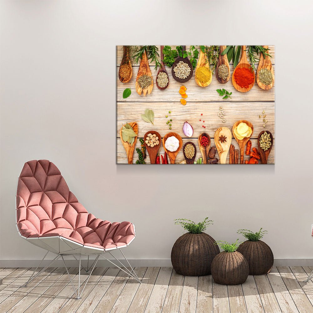 Herbs & Spices Canvas Wall Art, Cooking Decor, Kitchen Wall Art - Royal Crown Pro