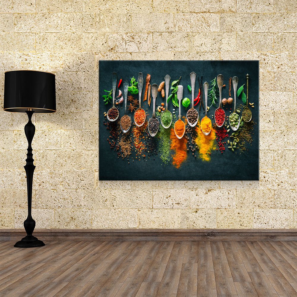 Herbs, Spices, & Spoons Canvas Wall Art, Kitchen Decor, Restaurant Decor - Royal Crown Pro