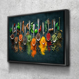 Herbs, Spices, & Spoons Canvas Wall Art, Kitchen Decor, Restaurant Decor - Royal Crown Pro