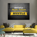 Hustle Beats Talent Framed Canvas Wall Art Office Art Motivational - Royal Crown Pro