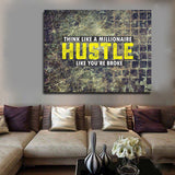 Hustle Wall Art Think Like A Millionaire Hustle Like You're Broke Framed Canvas Wall Art - Royal Crown Pro