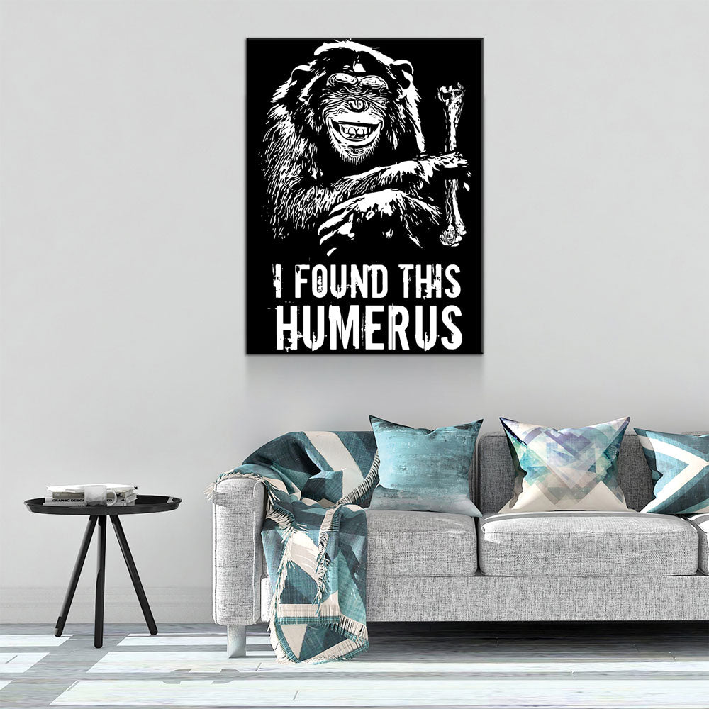 I Found This Humerus Canvas Wall Art, Funny Monkey Art - Royal Crown Pro