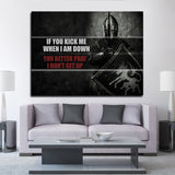 If You Kick Me When I'm Down Motivational Framed Wall Art Canvas Decor Medieval Art - Royal Crown Pro