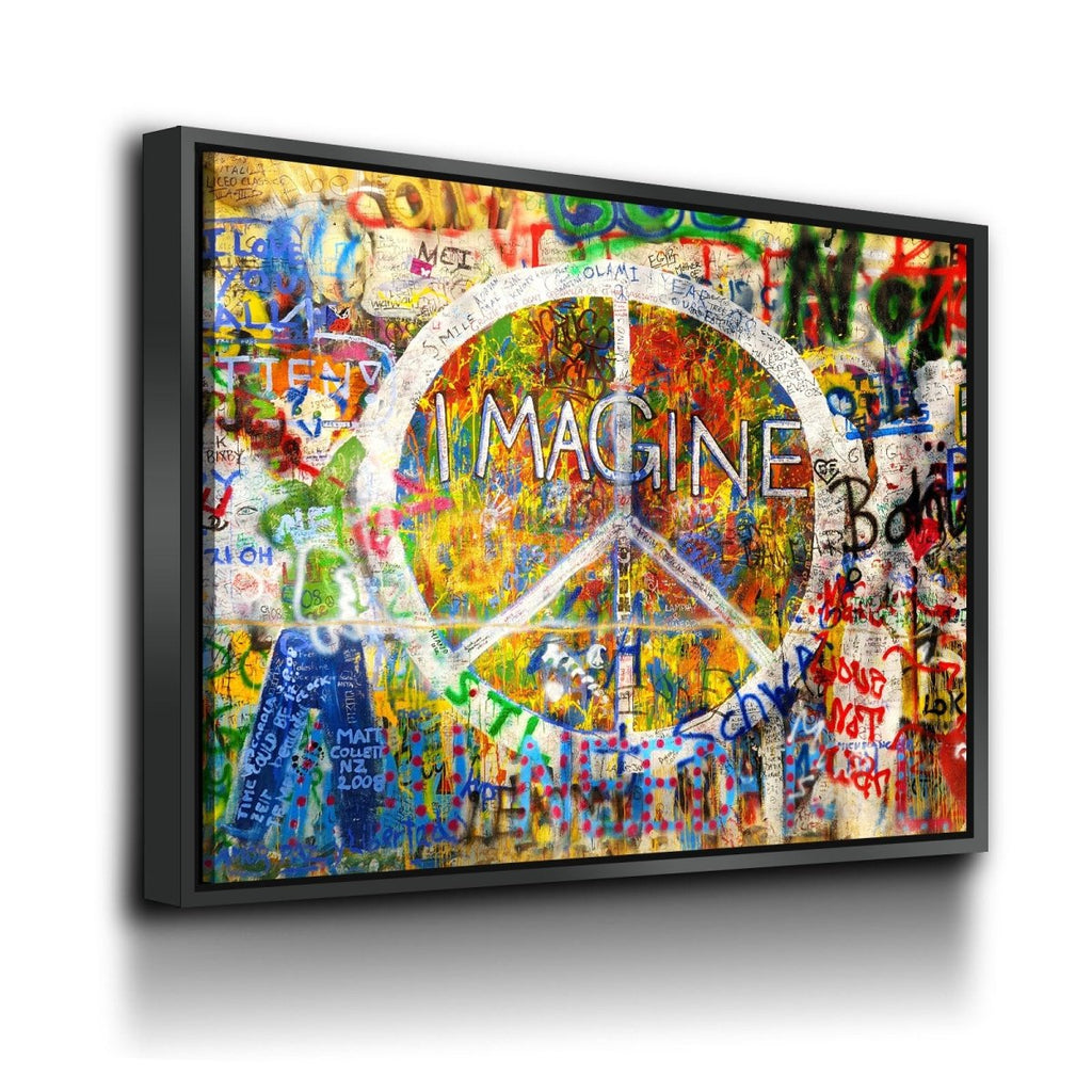 Imagine Wall, Graffiti on The Lennon Wall Canvas Wall Art - Royal Crown Pro