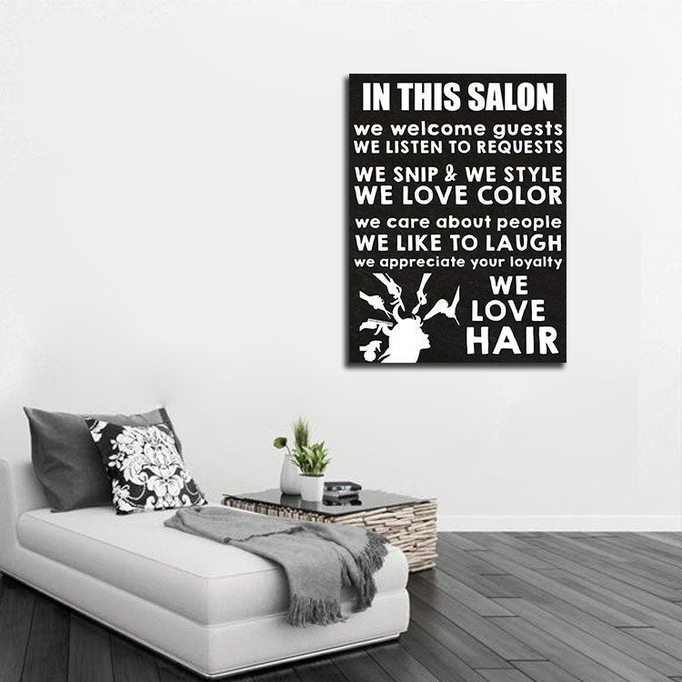 In This Salon Canvas Wall Art, Beauty Salon, Hair Salon, Barber Shop, Salon Decor, Hair Stylist, We Love Hair - Royal Crown Pro