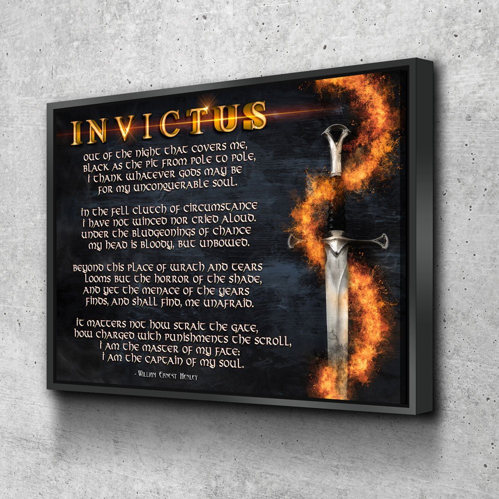 Invictus Poem Canvas Wall Art, William Ernest Henley Quote, Motivational Quote, Invictus Quote Print, Library Print, Warrior, Poem, Warrior - Royal Crown Pro