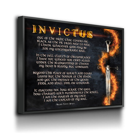 Invictus Poem Canvas Wall Art, William Ernest Henley Quote, Motivational Quote, Invictus Quote Print, Library Print, Warrior, Poem, Warrior - Royal Crown Pro