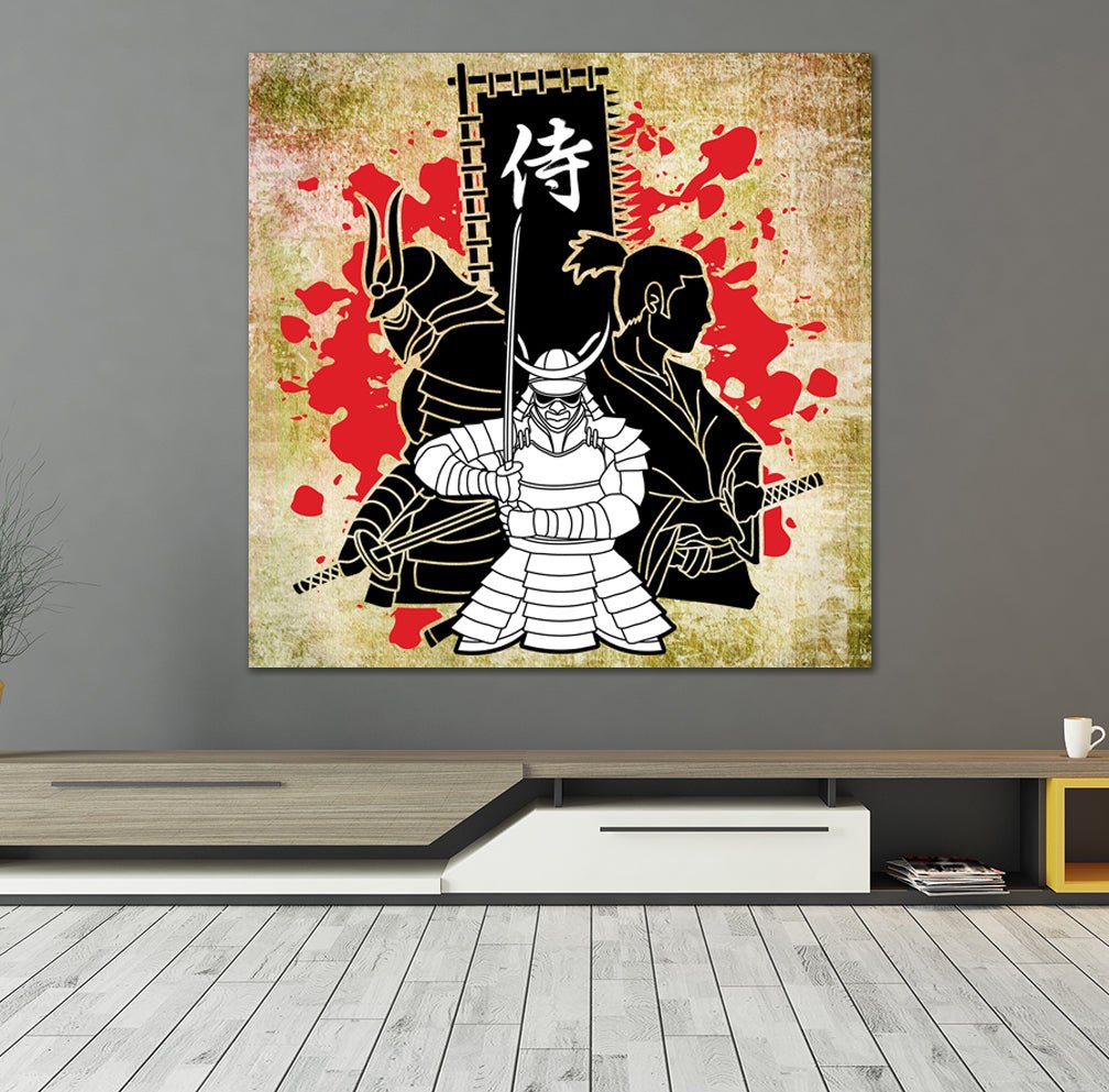 Japanese Samurai Framed Canvas Wall Art - Royal Crown Pro