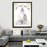 Let That Shit Go Canvas Wall Art Meditating Buddha - Royal Crown Pro