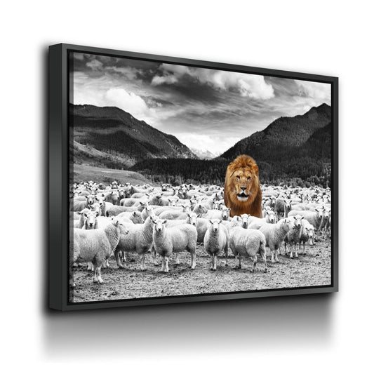 Lion Among The Sheep Canvas Wall Art, Motivational Decor - Royal Crown Pro