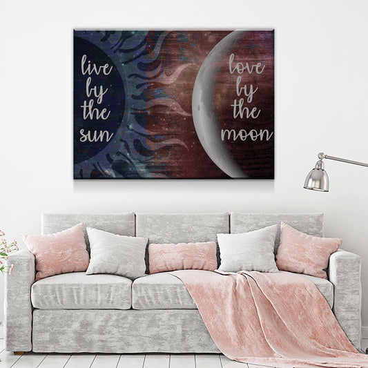 Live By The Sun Love By The Moon Canvas Wall Art, Romantic Decor - Royal Crown Pro