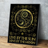 Live By The Sun Love By The Moon Canvas Wall Art, Motivational Quote - Royal Crown Pro