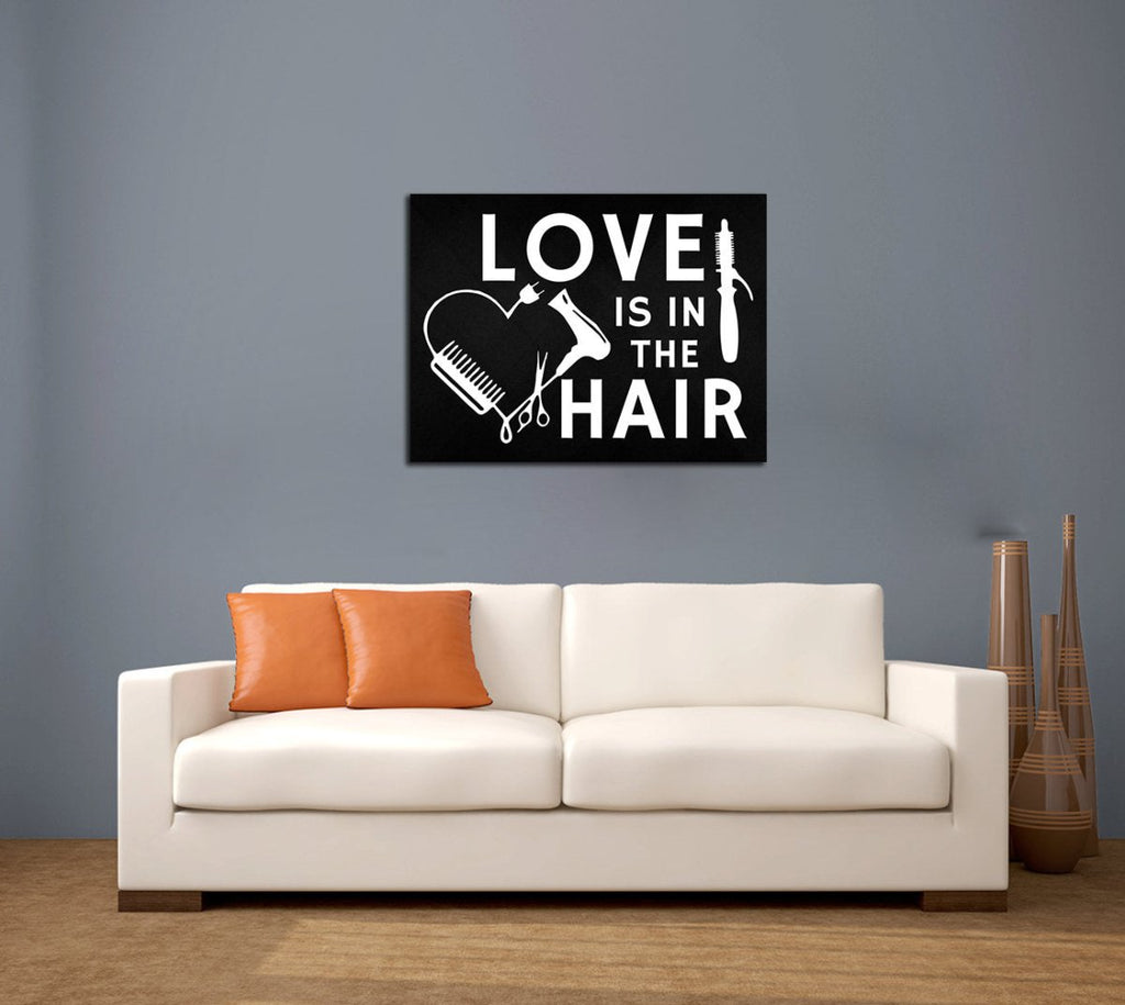 Love Is In The Hair Canvas Wall Art, Beauty Salon, Hair Salon, Barber Shop, Salon Decor, Hair Stylist - Royal Crown Pro