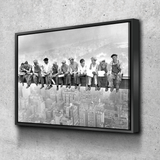 Lunch Atop Skyscraper, Steelworkers Classic Black White Canvas Wall Art, New York Iconic Construction Workers, Black White - Royal Crown Pro