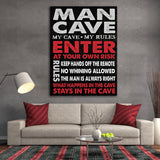 Man Cave Sign Canvas Wall Art, Man Cave Decor - The Perfect Man Cave Gift Man Cave Wall Art - Royal Crown Pro