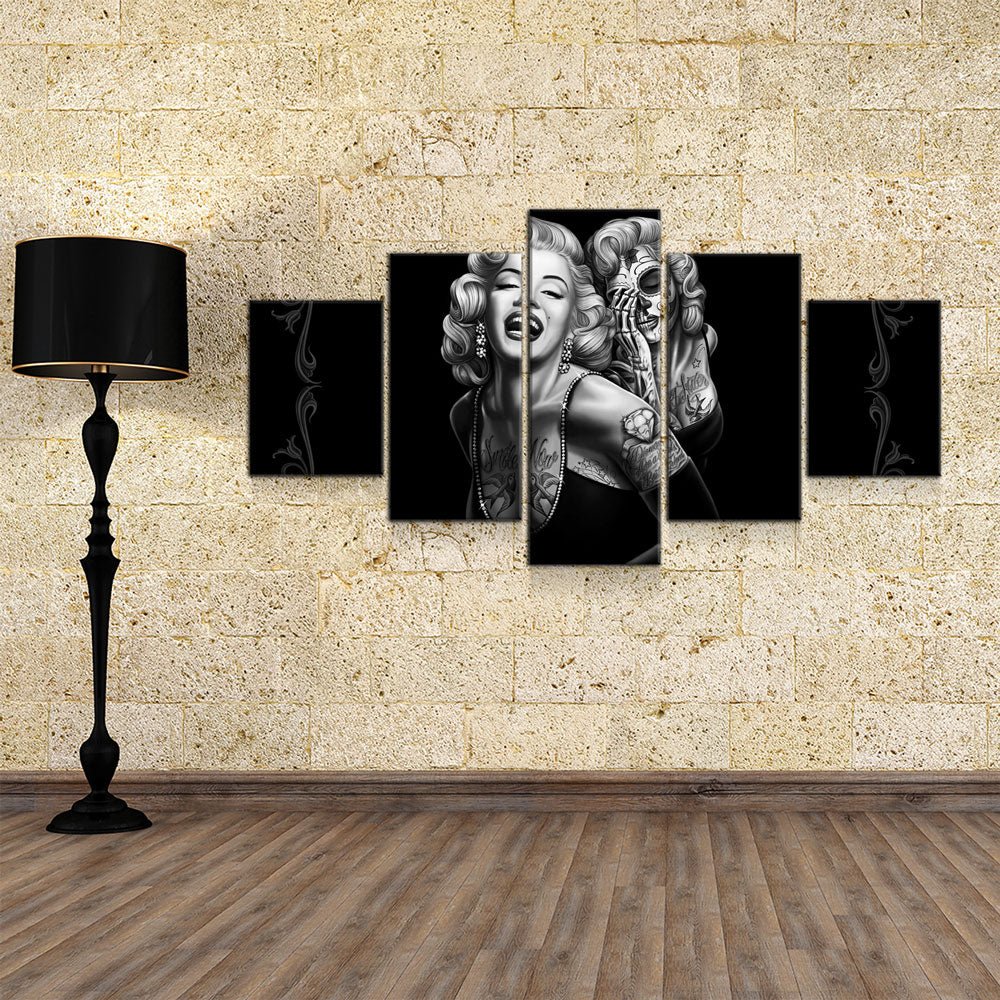 Marilyn Monroe Smile Now Cry Later 5-Piece Wall Art Canvas - Royal Crown Pro