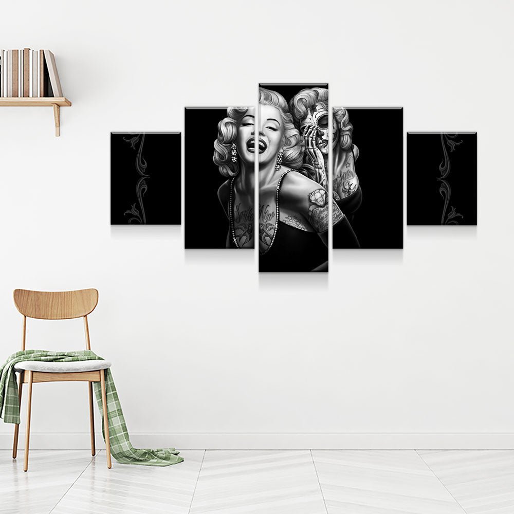 Marilyn Monroe Smile Now Cry Later 5-Piece Wall Art Canvas - Royal Crown Pro