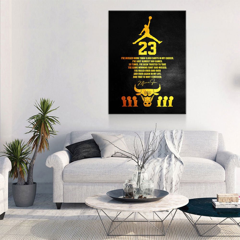 Michael Jordan Success Quote Canvas Wall Art - Royal Crown Pro