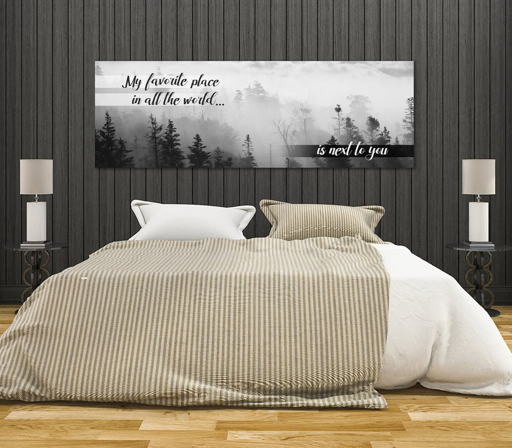 My Favorite Place In All The World Is Next To You Canvas Framed Wall Art For Couples - Royal Crown Pro
