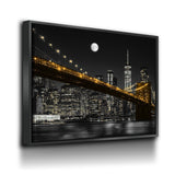 New York Brooklyn Bridge At Night Canvas Wall Art, Manhattan at Night, New York City Skyline - Royal Crown Pro