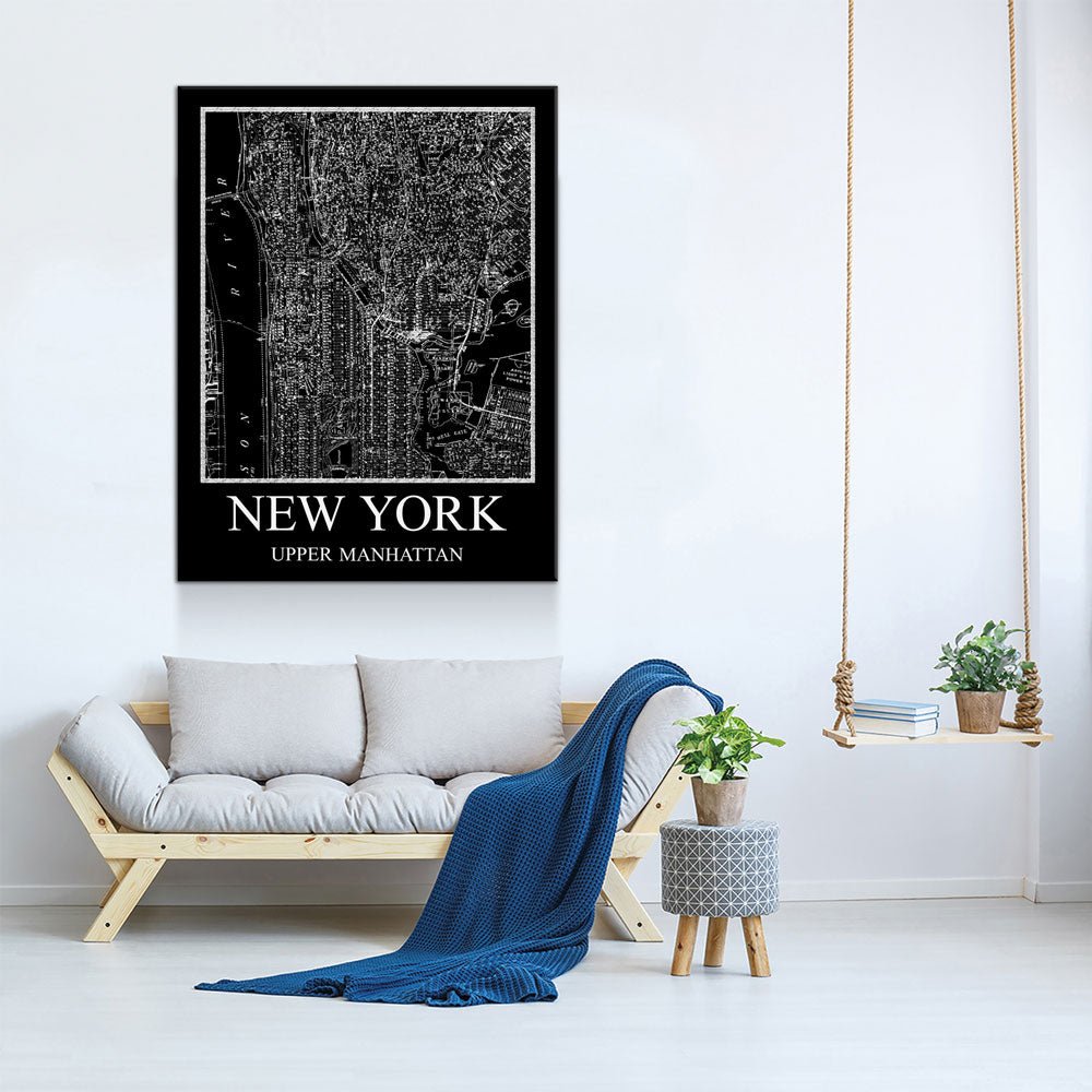 New York Upper Manhattan Map Canvas Wall Art, New York Map, Upper Manhattan Map, 1880 New York Map - Royal Crown Pro