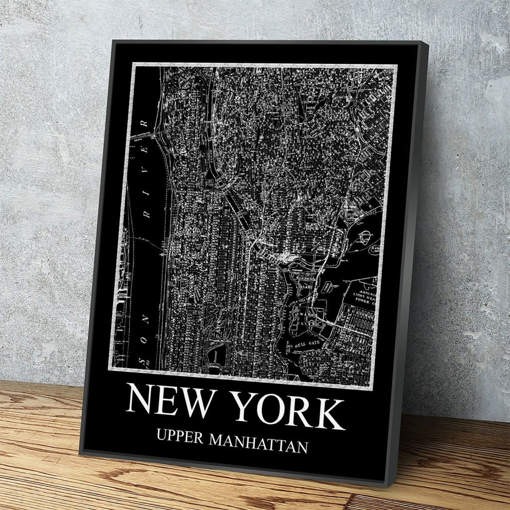 New York Upper Manhattan Map Canvas Wall Art, New York Map, Upper Manhattan Map, 1880 New York Map - Royal Crown Pro