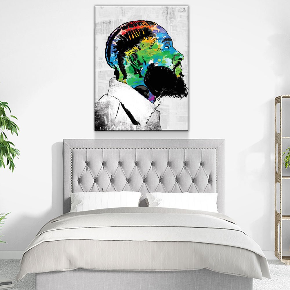 Nipsey Hussle Canvas Wall Art - RIP Nipsey, American Rapper - Royal Crown Pro