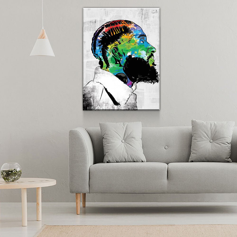 Nipsey Hussle Canvas Wall Art - RIP Nipsey, American Rapper - Royal Crown Pro