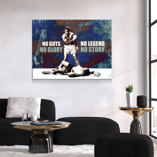 No Guts No Glory, No Legend No Story Canvas Wall Art Boxing Art - Royal Crown Pro