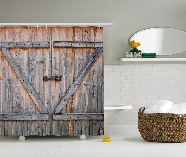 Old Barn Door Shower Curtain Rustic Vintage Farm Door Bathroom - Royal Crown Pro