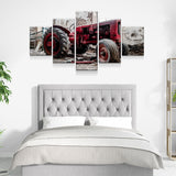 Old Red Tractor 5-Piece Wall Art Canvas - Royal Crown Pro