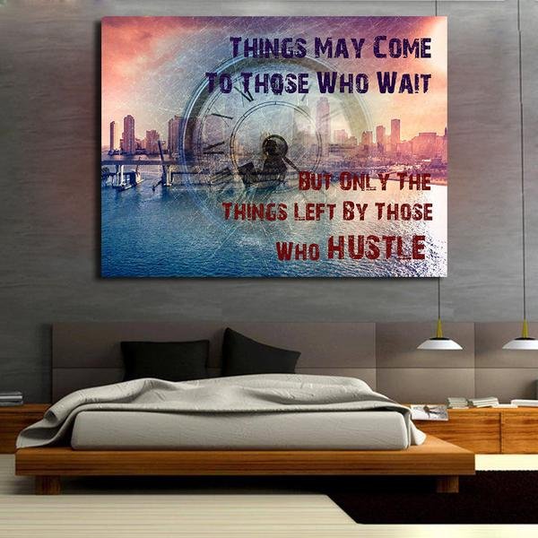 Only Left By those Who Hustle Framed Canvas Wall Art - Royal Crown Pro