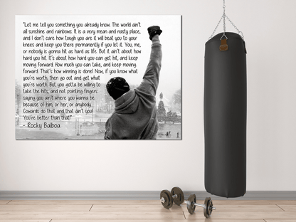 Rocky Balboa Canvas Wall Art, Motivational Wall Art, Rocky Balboa Decor, Gym Sign, Fitness Studio, Crossfit Decor, Rocky Balboa Quote - Royal Crown Pro