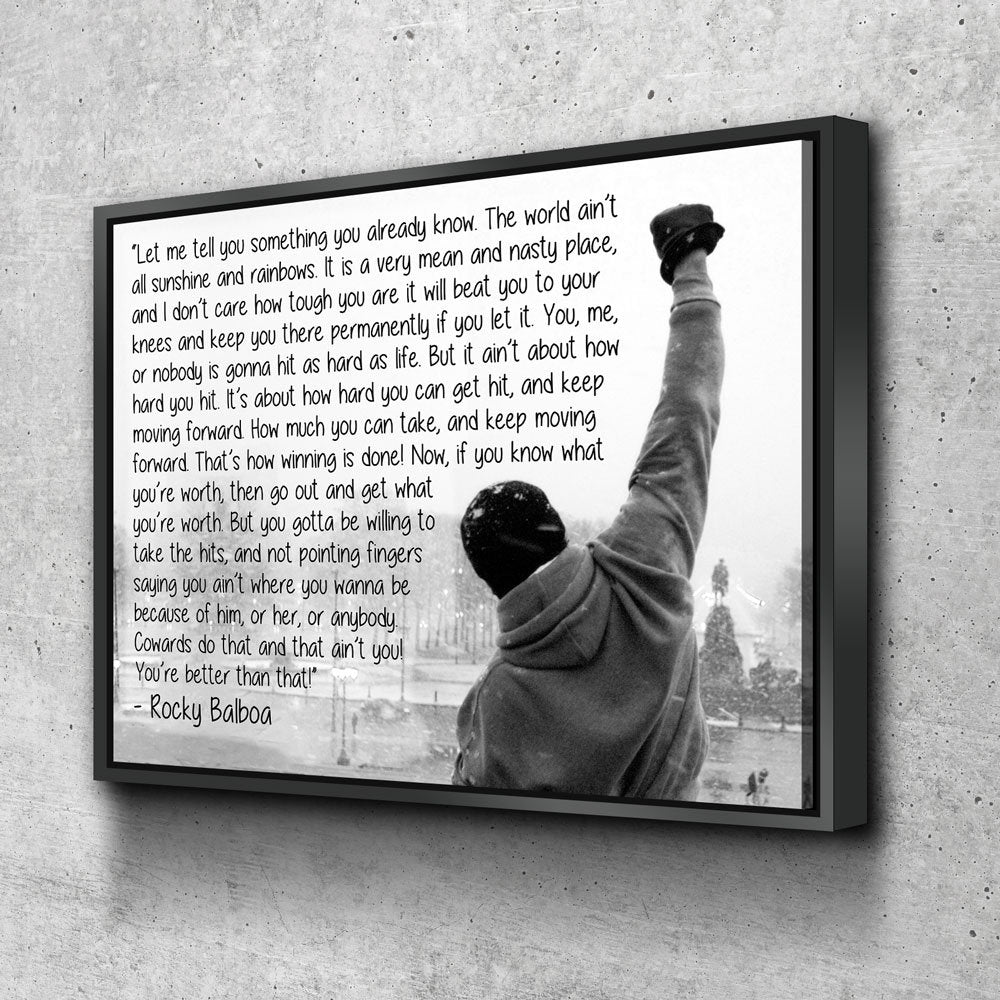 Rocky Balboa Canvas Wall Art, Motivational Wall Art, Rocky Balboa Decor, Gym Sign, Fitness Studio, Crossfit Decor, Rocky Balboa Quote - Royal Crown Pro