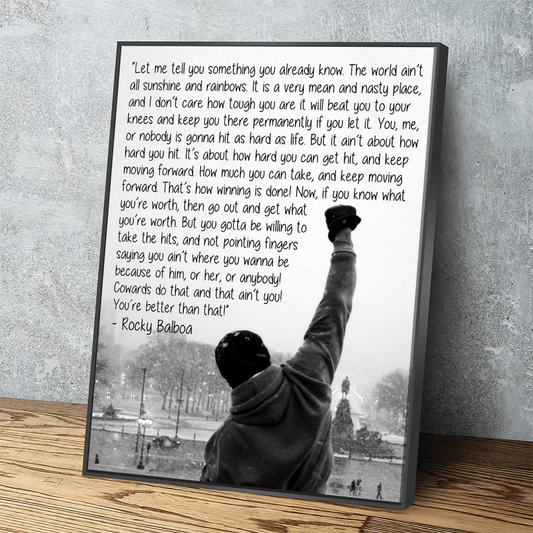 Rocky Balboa Canvas Wall Art, Motivational Wall Art, Rocky Balboa Decor, Gym Sign, Fitness Studio, CrossFit Decor, Rocky Balboa Quote - Royal Crown Pro